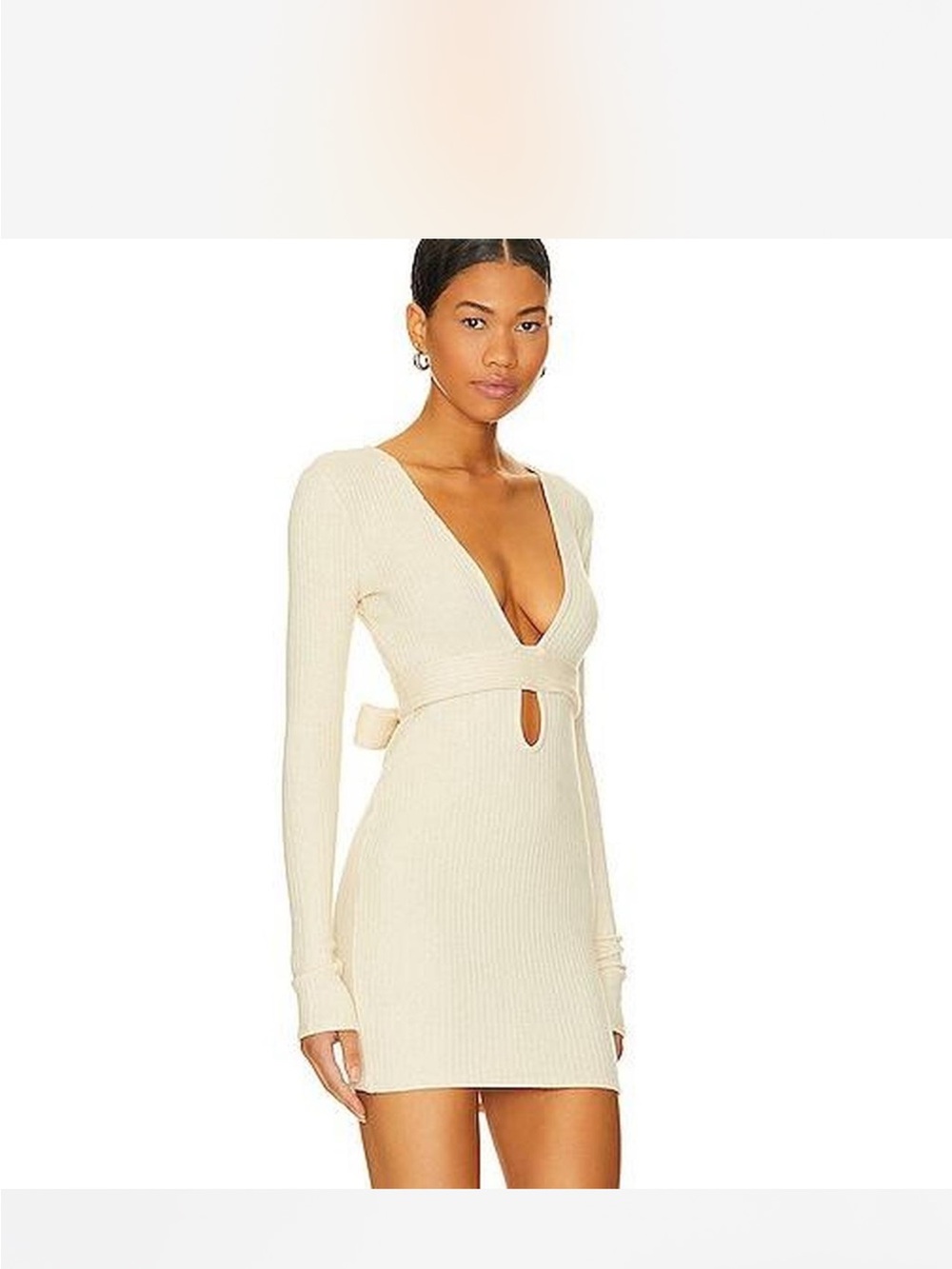 Lovers + Friends Revolve Calliope Waist Tie Sweater Dress in Cream White XS